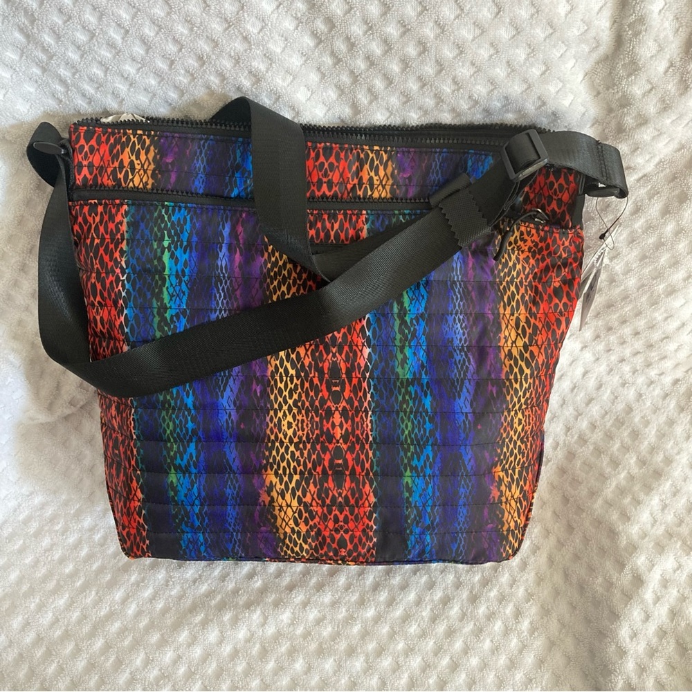 Tahari Nylon Rainbow Snake print Hobo Bag NWT
